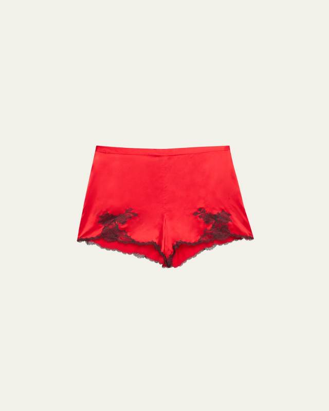 Lolita Lace-Trim Silk Charmeuse Shorts
